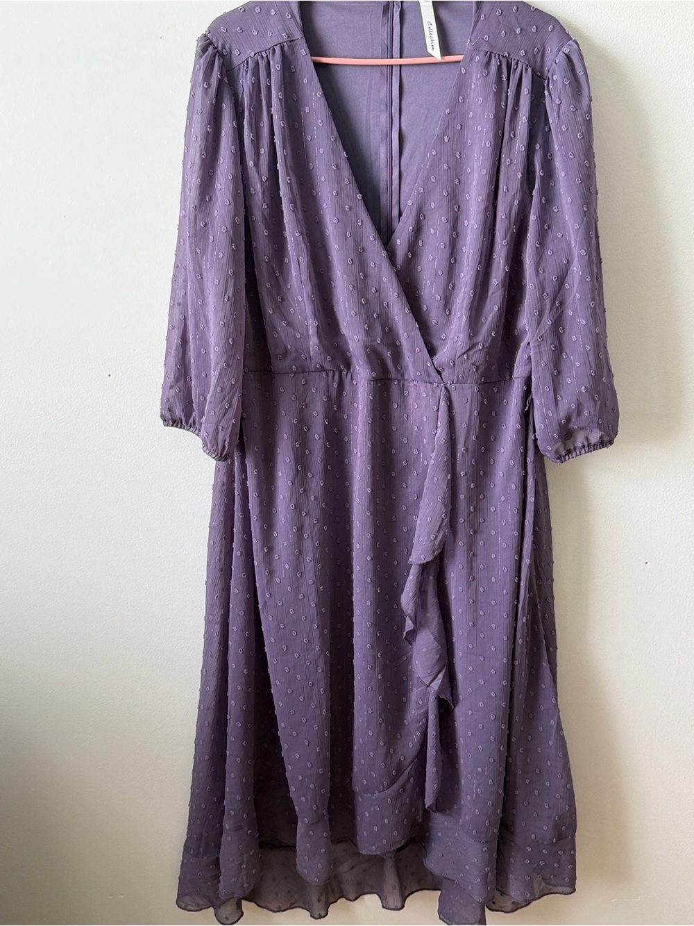 NY Collection Lavender Purple Wrap Midi Dress Size XL